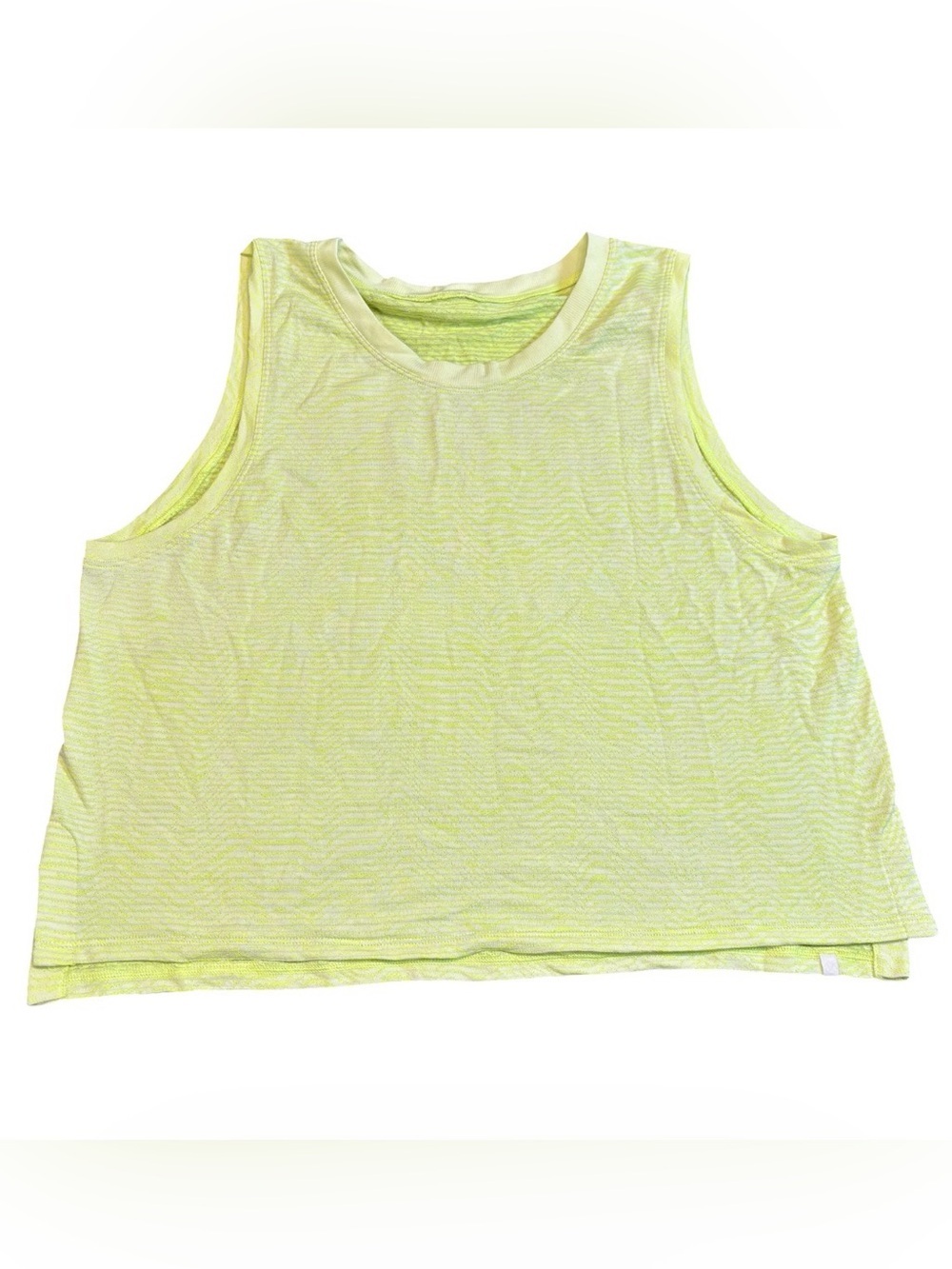 Lululemon Train To Be Cropped Tank  Neon Yellow Ripple Wave Mesh Workout Top